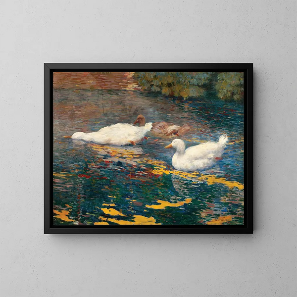 Anatre sul lago - Eliseu Visconti — quadro incorniciato alla parete