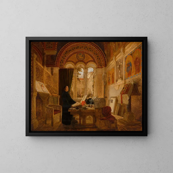 Interno di un monastero in Italia - Elmslie William Dallas — quadro incorniciato alla parete