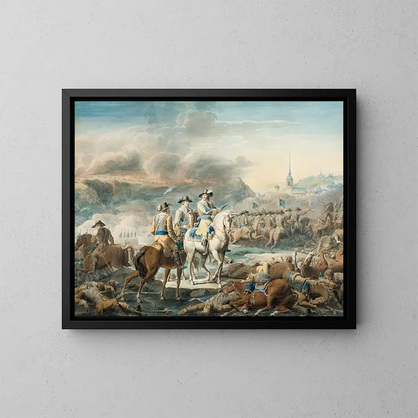 Il re Gustavo II Adolfo di Svezia a Wittstock - Emanuel Limnell — quadro incorniciato alla parete