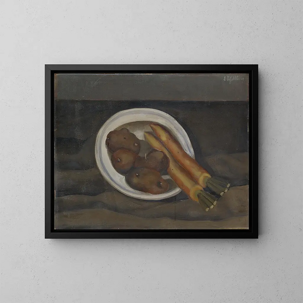 Nature morte con ravanelli e patate - Emanuel Schättli — quadro incorniciato alla parete