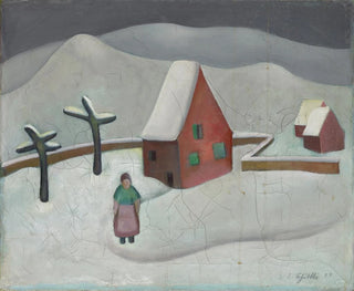 Emanuel Schttli - Winterlandschaft mit rotem Haus.webp