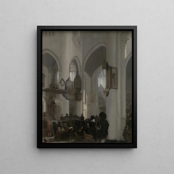 Interno di una chiesa gotica - Emanuel de Witte — quadro incorniciato alla parete