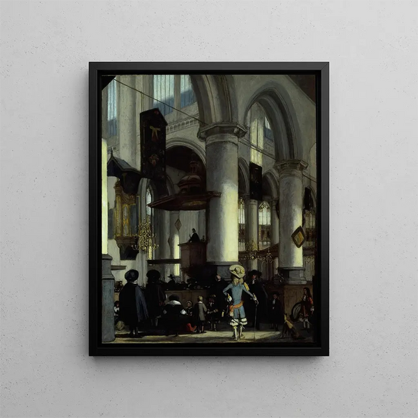 Interno della vecchia chiesa di Delft - Emanuel de Witte — quadro incorniciato alla parete