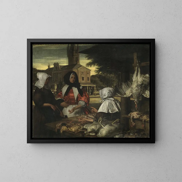 Il mercato degli uccelli di Amsterdam - Emanuel de Witte — quadro incorniciato alla parete