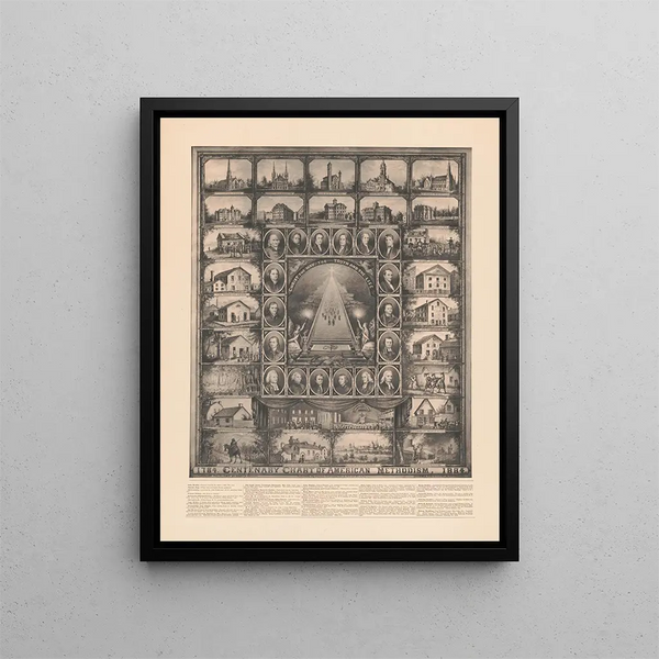 Carta del centenario del metodismo americano - Emery A. Philleo — quadro incorniciato alla parete