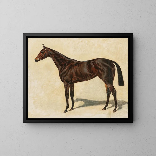 Una cavalla purosangue marrone scuro - Emil Adam — quadro incorniciato alla parete