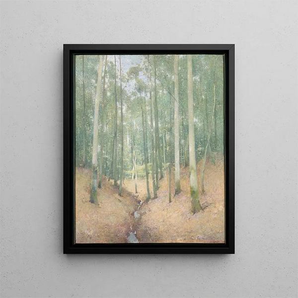 interno in legno - Emil Carlsen — quadro incorniciato alla parete