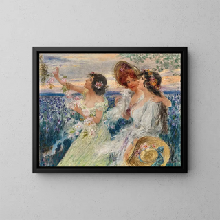 Emil Czech - Springtime three ladies before a field of lilies.webp