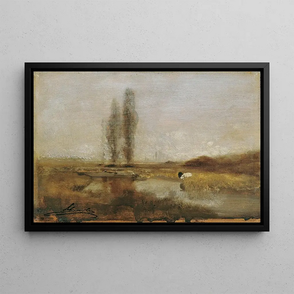 Paesaggio di brughi vicino a Lundenburg - Emil Jakob Schindler — quadro incorniciato alla parete