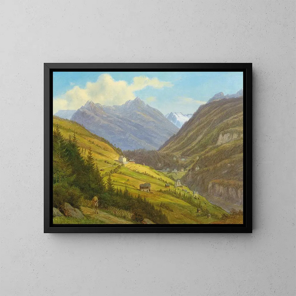 Scène della valle di Gastein - Emil Ludwig Lühr — quadro incorniciato alla parete