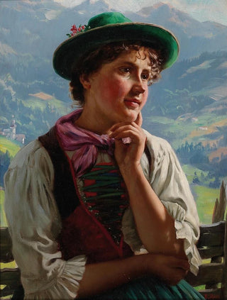 Emil Rau - Girl in Traditional Costume in an Alpine Landscape.webp