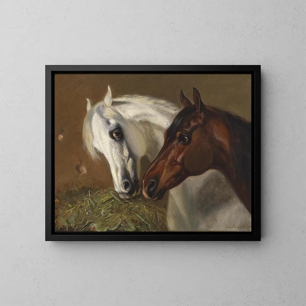 Due teste di cavallo - Emil Volkers — quadro incorniciato alla parete