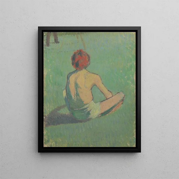 Ragazzo seduto sull'erba - Émile Bernard — quadro incorniciato alla parete