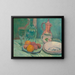 Natura morta con caraffa, bicchiere, frutta, piatti, tazza e caffettiera - Émile Bernard — quadro incorniciato alla parete