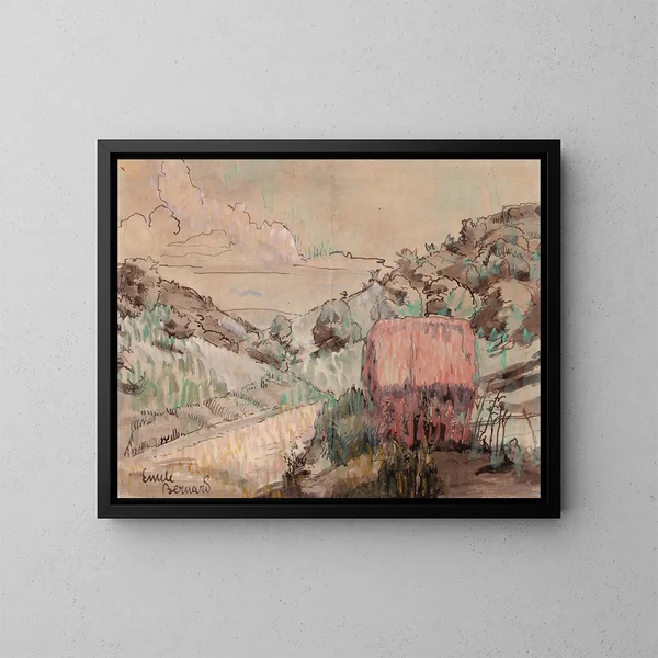 Cabane rouge sur une colline - Émile Bernard — quadro incorniciato alla parete