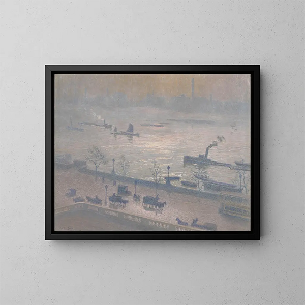 Riflessione mattutina sul Tamigi a Londra - Émile Claus — quadro incorniciato alla parete