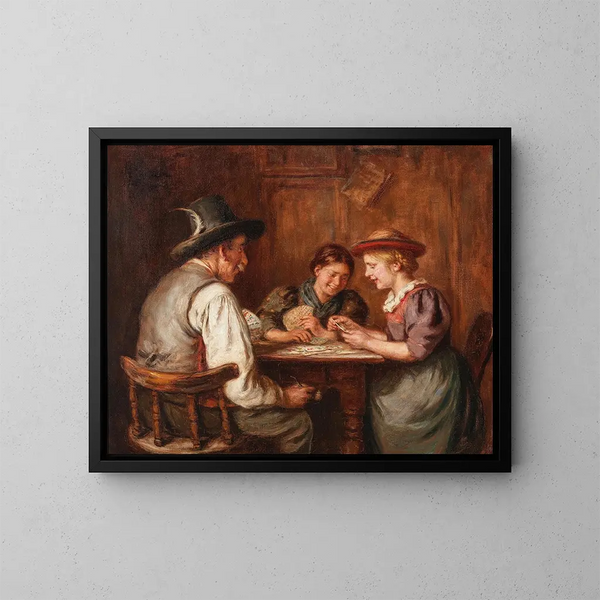Giocatrici di carte - Emma Müller von Seehof — quadro incorniciato alla parete