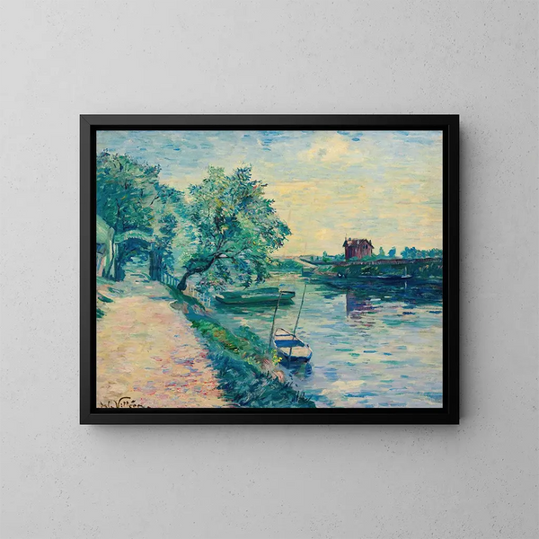 La Guinguette au bord de la Seine - Emmanuel de La Villon — quadro incorniciato alla parete