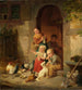 Bambini di contadini che nutrono le galline - Heinrich von Rustige — vista dell’opera