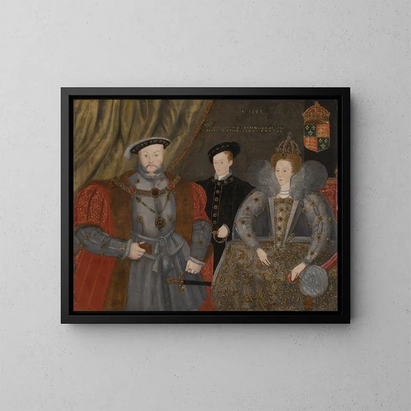 Henri VIII, Élisabeth I e Édouard VI - Scuola inglese — quadro incorniciato alla parete