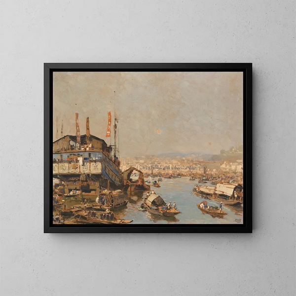 Porto di Singapore - Erich Kips — quadro incorniciato alla parete