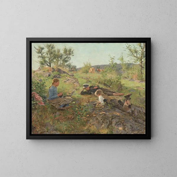Pastori a Tty - Erik Werenskiold — quadro incorniciato alla parete