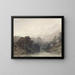 Lago di montagna all'ombra degli alberi scuri, con colline chiare e cime innevate - Ernest Ciceri — quadro incorniciato alla parete