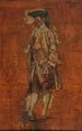 Personaggio in piedi in costume Louis XV bozzetto per i Giocatori di Bocce fase di creazione studio - Ernest Meissonier — vista dell’opera