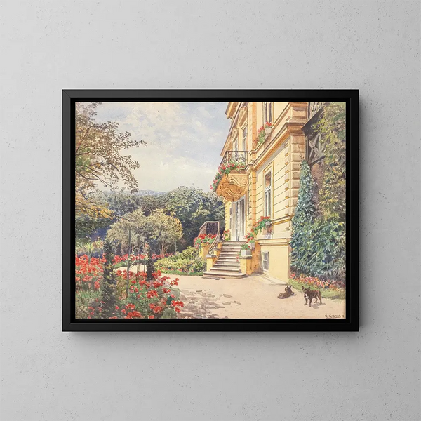 Villa in un giardino curato - Ernst Graner — quadro incorniciato alla parete