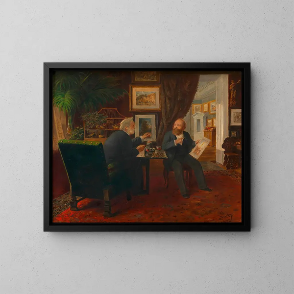 Ludwig Anzengruber in visita da Rudolf von Alt - Ernst Juch — quadro incorniciato alla parete