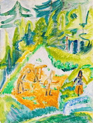 Ernst Ludwig Kirchner - Davoser Landschaft mit Bergbauern.webp