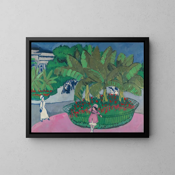 Il boschetto di Albertplatz a Dresda - Ernst Ludwig Kirchner — quadro incorniciato alla parete