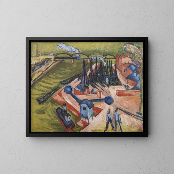 Port occidentale a Francoforte sul Meno - Ernst Ludwig Kirchner — quadro incorniciato alla parete