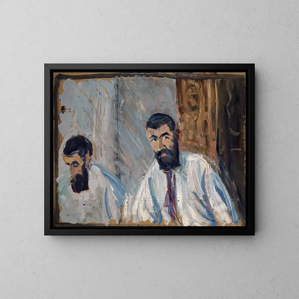 Ritratto doppio di un uomo barbuto in camicia bianca - Ernst Schiess — quadro incorniciato alla parete