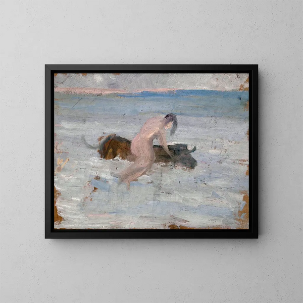 Europa sul toro che nuota - Ernst Schiess — quadro incorniciato alla parete