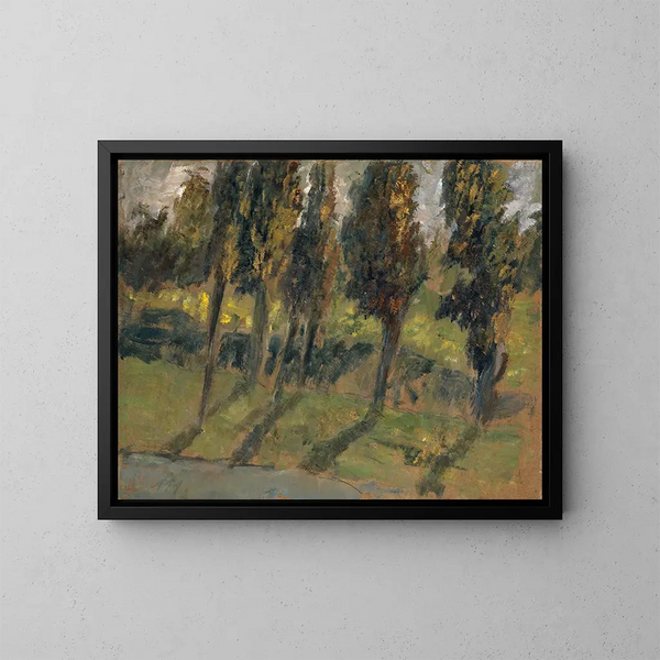 Alberi autunnali sul bordo di un ruscello - Ernst Schiess — quadro incorniciato alla parete