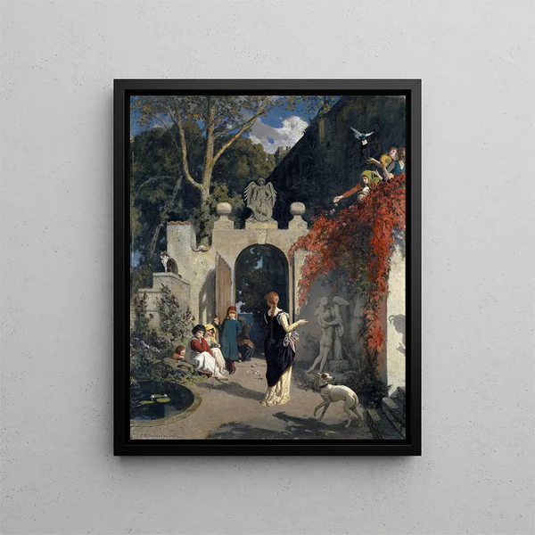 Il giardino dell'amore - Ernst Stückelberg — quadro incorniciato alla parete