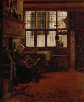 Esaias Boursse - Interior with Woman at the Spinning Wheel.webp