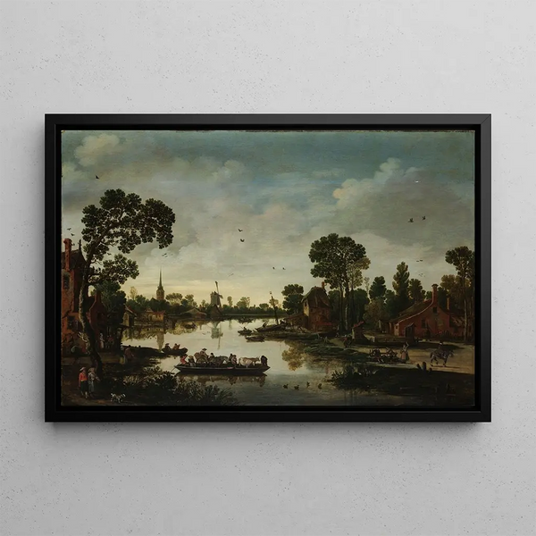 Il bac à bestiaux - Esaias van de Velde — quadro incorniciato alla parete