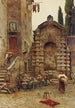 Vita in un cortile romano - Ettore Roesler Franz — vista dell’opera