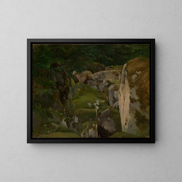 Rochers moussus dans la vallée forestière - Eugen Bracht — quadro incorniciato alla parete