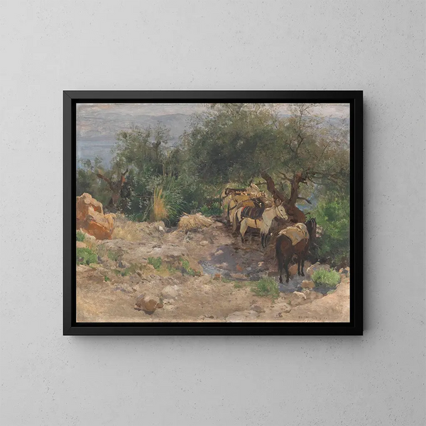 La source Ain Djiddy al bordo del Mar Morto - Eugen Bracht — quadro incorniciato alla parete