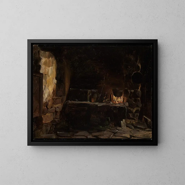 gregge nella casa di Thomahaus a Bernau - Eugen Bracht — quadro incorniciato alla parete
