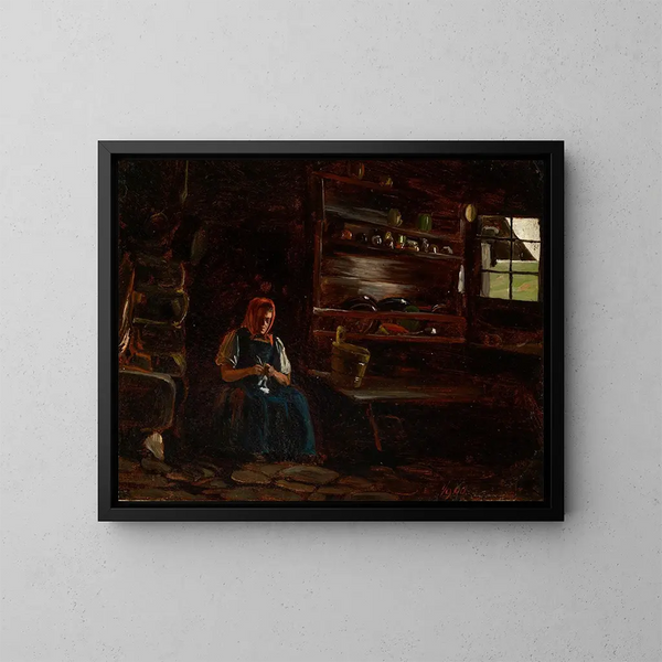 Cucina nella casa Thomahaus a Bernau - Eugen Bracht — quadro incorniciato alla parete