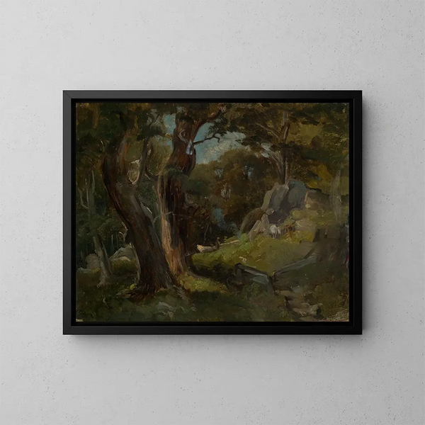 Chioma forestale con cavalli - Eugen Bracht — quadro incorniciato alla parete