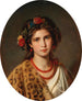 Ritratto di una ragazza con una corona di rose nei capelli e una pelle di leopardo - Eugen Felix — vista dell’opera