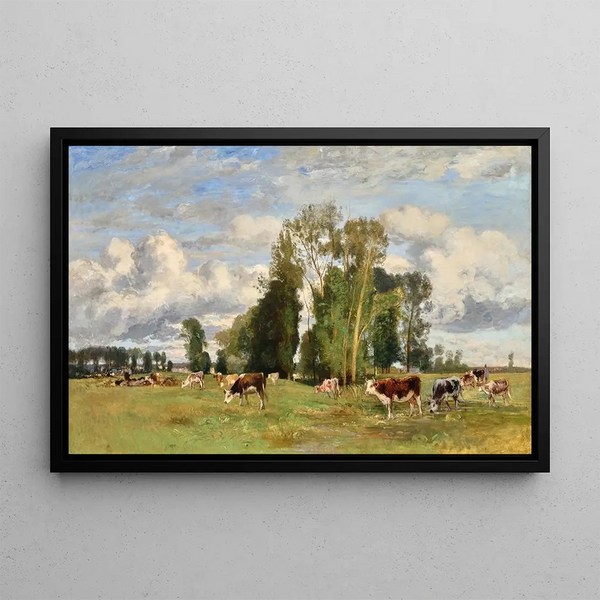 Vaches paissant - Eugen Jettel — quadro incorniciato alla parete