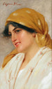 Una ragazza con una sciarpa gialla - Eugen von Blaas — vista dell’opera