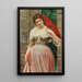 Una giovane donna con un ventaglio rosso - Eugen von Blaas — quadro incorniciato alla parete