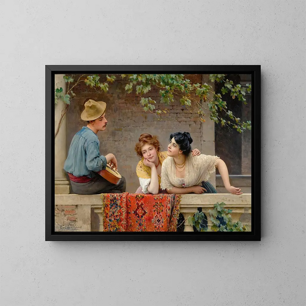 Il mandolinista - Eugen von Blaas — quadro incorniciato alla parete